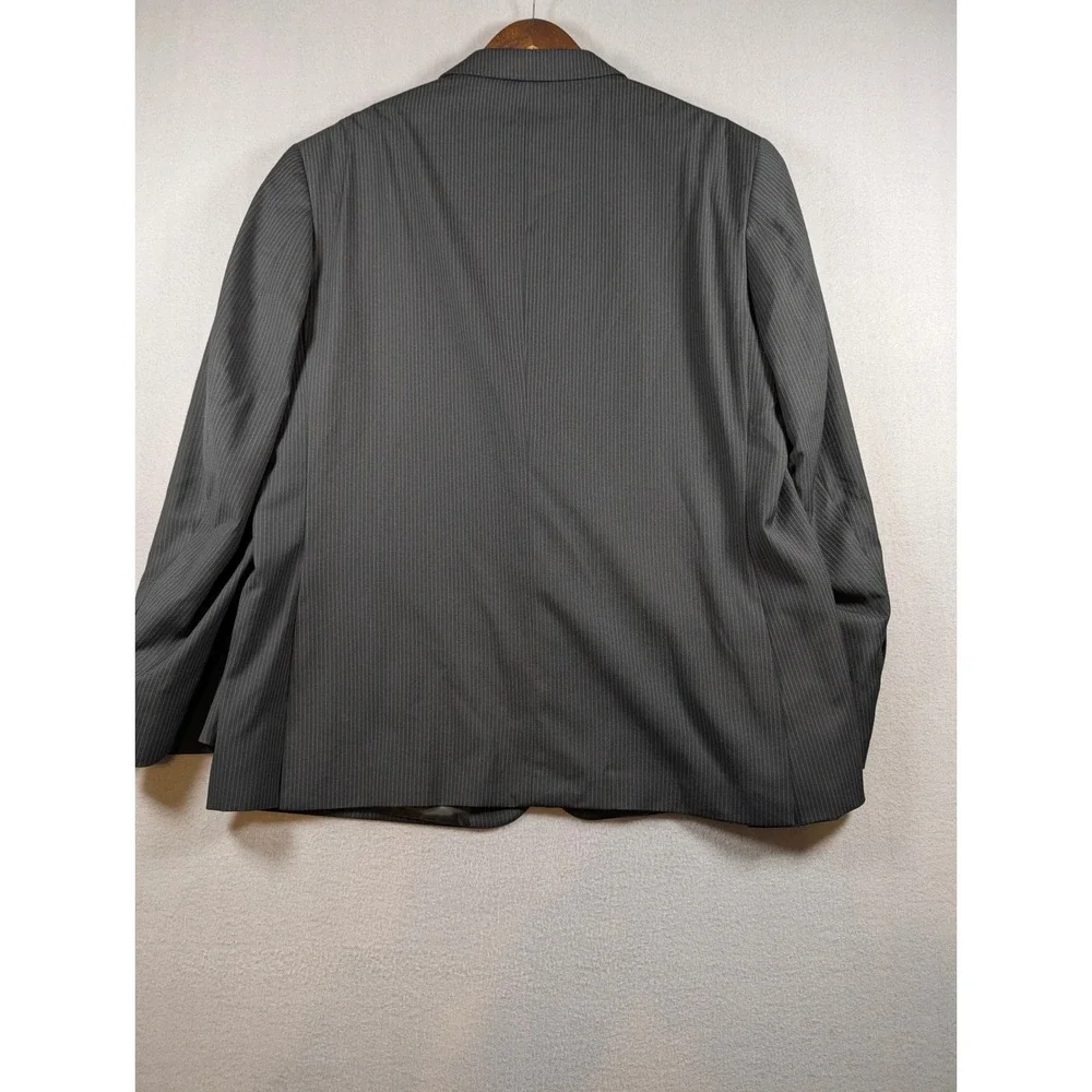 Kenneth Cole Reaction Mens 48R Pinstripe Suit Jacket Blazer Charcoal Grey LR543